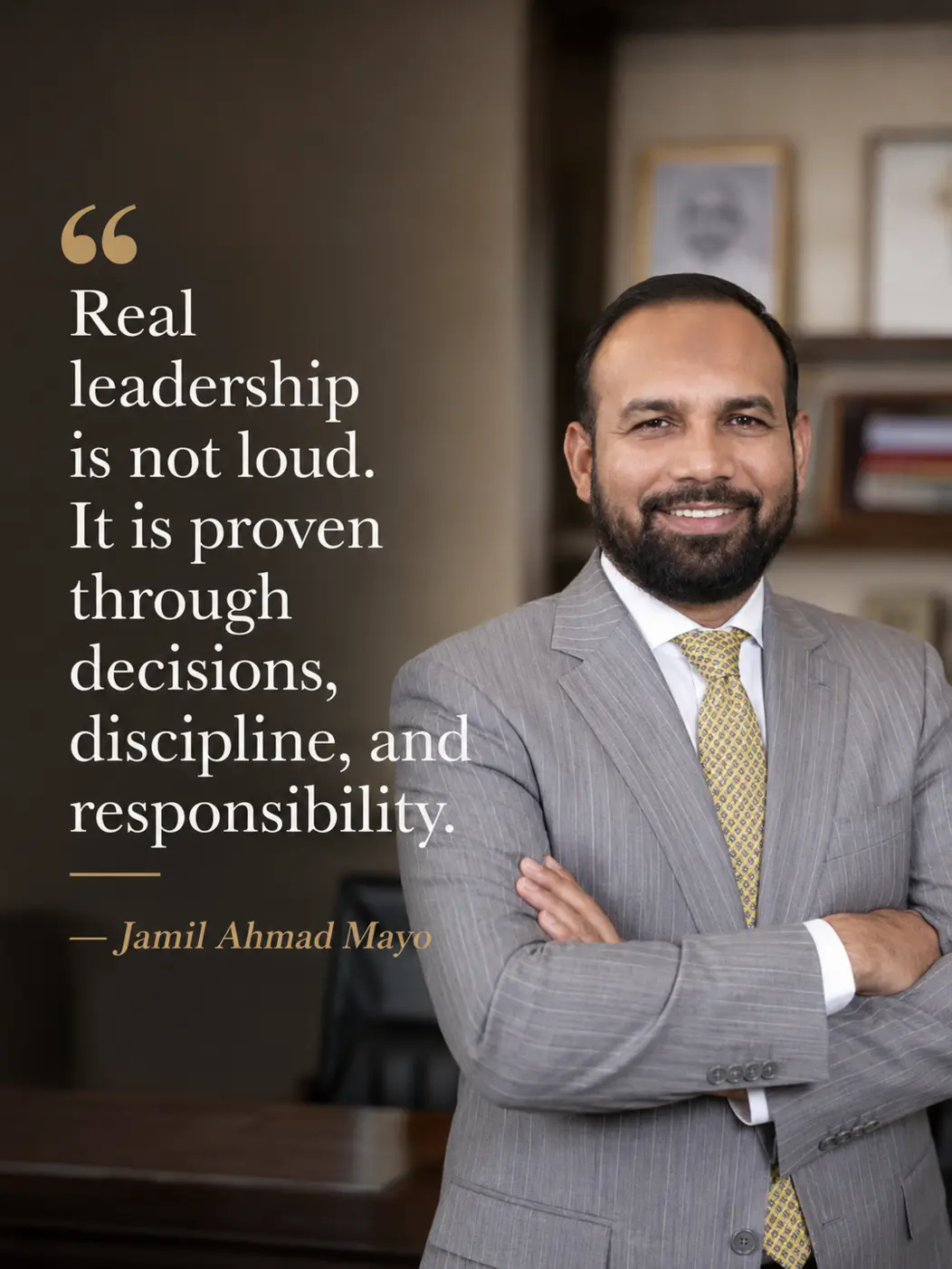 Jamil Ahmad Mayo quote artwork about decisions discipline and responsibility